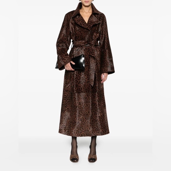 Noise Jackets & Blazers - Leopard Print Leather Trench Coat